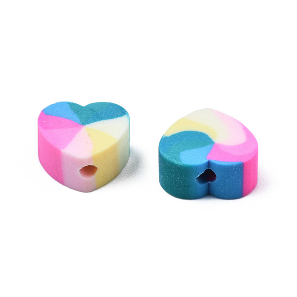 

PandaHall Handmade Polymer Clay Beads, Heart, Light Sky Blue, 8.5~9x8.5~10x4mm, Hole: 1.5mm Polymer Clay Heart