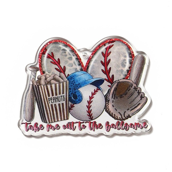 

PandaHall Acrylic Big Pendants, Sport Theme Charms with Word Take Me Out To The Ball Game, Baseball Pattern, 40x51x2.5mm, Hole: 2mm Acrylic...