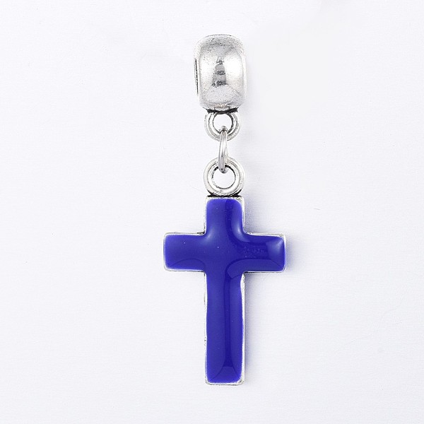 

PandaHall Alloy Enamel Pendants, Latin Cross, Platinum, Blue, 39mm, Pendant: 24.5x13x2mm, Hole: 4.5mm Alloy+Enamel Cross Blue