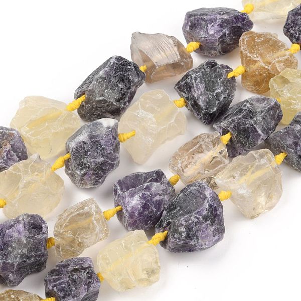 

PandaHall Rough Raw Natural Amethyst and Lemon Quartz Beads Strands, Nuggets, 15~27x16~29mm, Hole: 1.5mm, about 16pcs/strand...