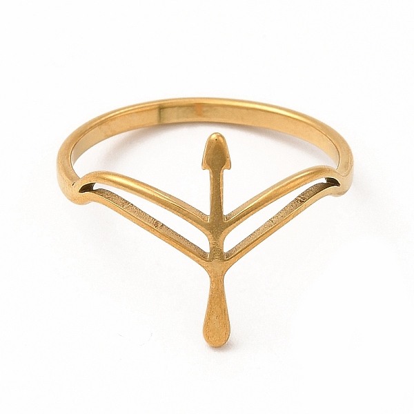 

PandaHall 304 Stainless Steel Hollow Out Arrow Finger Ring for Women, Golden, Inner Diameter: 18mm 304 Stainless Steel
