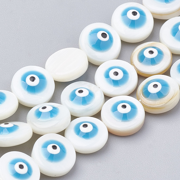 

PandaHall Freshwater Shell Beads, Evil Eye, Deep Sky Blue, 8.5~9x4mm, Hole: 1mm Freshwater Shell Evil Eye Blue