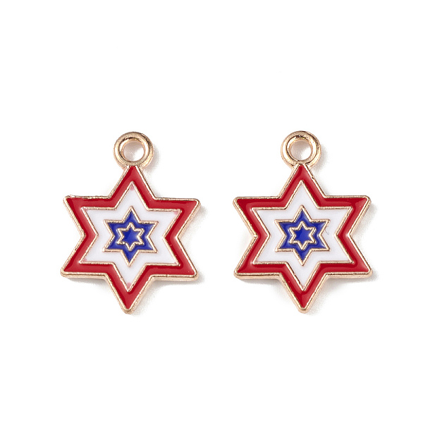 

PandaHall Independence Day Alloy Enamel Pendants, Star Charms, Light Gold, Colorful, 18x13x1.5mm, Hole: 2mm Alloy+Enamel Star