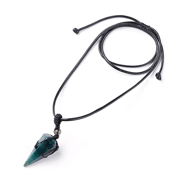 

PandaHall Natural Indian Agate Pendants Necklaces, with Waxed Cord and Nylon Cord, Cone, 31.18 inch~33 inch(79.2~84cm), 1.5~2mm Indian Agate
