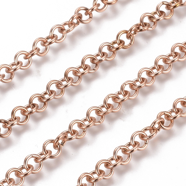 

PandaHall Ion Plating(IP) 304 Stainless Steel Rolo Chains, Belcher Chain, with Spool, Unwelded, Rose Gold, Links: 5x1mm, about 32.8 Feet...