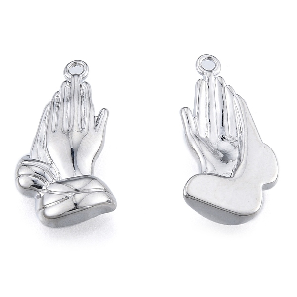 

PandaHall Brass Pendants, Cadmium Free & Nickel Free & Lead Free, Praying Hands, Real Platinum Plated, 19x10x3mm, Hole: 1.2mm Brass Palm
