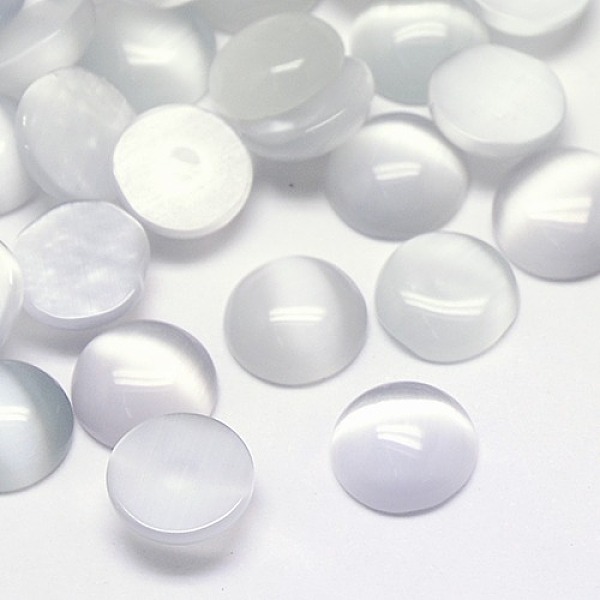 

PandaHall Cat Eye Cabochons, Half Round, WhiteSmoke, 18x3mm Glass Half Round White