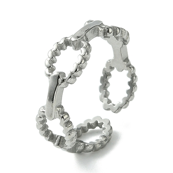 

PandaHall 304 Stainless Steel Open Cuff Ring, Hollow Oval, Stainless Steel Color, Inner Diameter: 16.8mm 304 Stainless Steel Oval