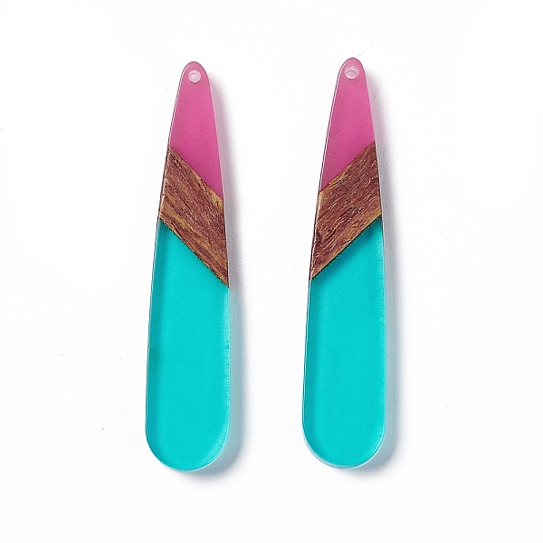 

PandaHall Transparent Resin & Walnut Wood Big Pendants, Teardrop Charms, Turquoise, 53.5x11x3.5mm, Hole: 1.4mm Resin+Wood Teardrop Green
