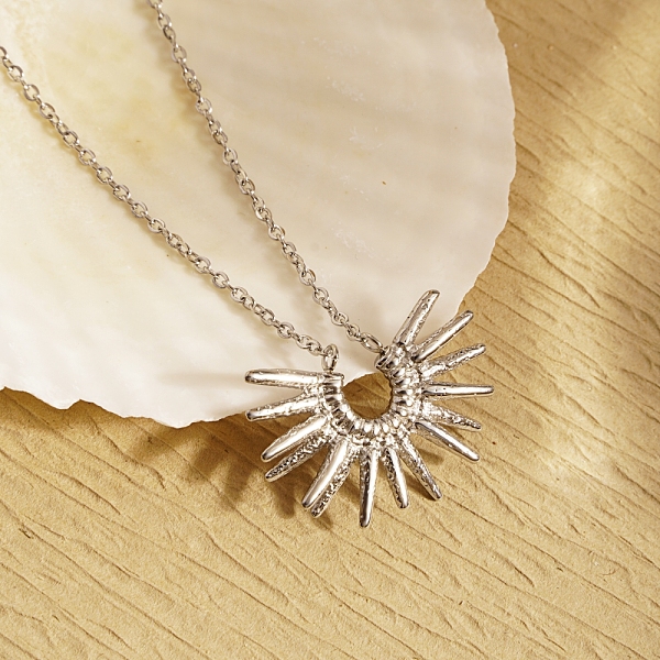 

PandaHall Sun Pendant Necklace, Stainless Steel Cable Chain Necklaces for Women Other Sun
