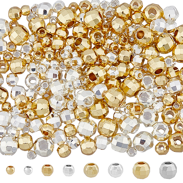 

PandaHall 200Pcs 2 Colors Round Faceted Loose Beads Alloy Spacer Connector Beads Big Hole Beading Charms Center Drilled Finding Beads...