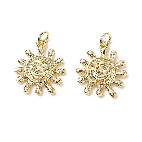 

PandaHall Brass Pendants, with Jump Rings, Long-Lasting Plated, Sun, Real 18K Gold Plated, 16.5x15x2.2mm, Hole: 1.2mm Brass Sun