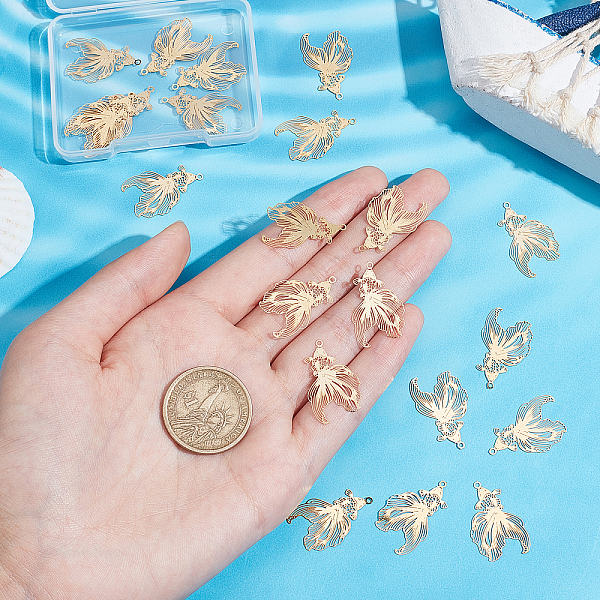 

PandaHall UNICRAFTALE 30Pcs Golden Fish Pendants 201 Stainless Steel Filigree Pendants Etched Goldfish Charms 27mm Long Necklace Pendants...