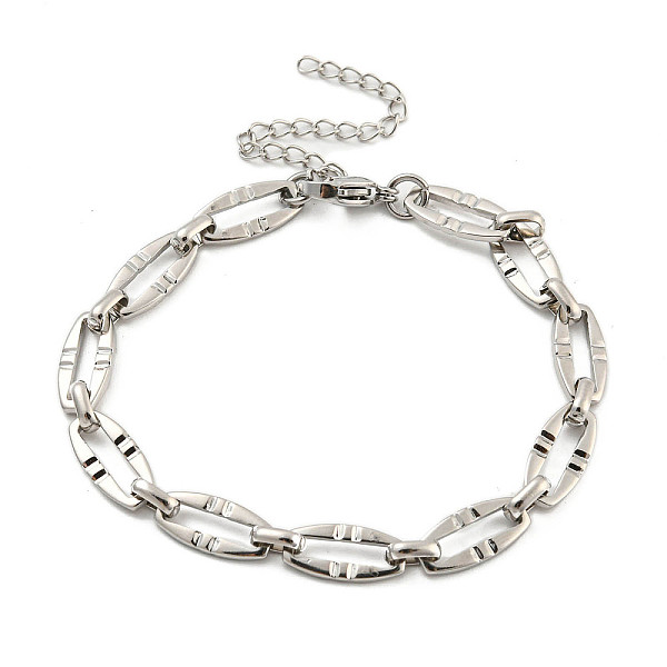 

PandaHall 304 Stainless Steel Oval Link Chains Bracelets for Men & Women, Stainless Steel Color, 7-1/2 inch(19cm) 304 Stainless Steel