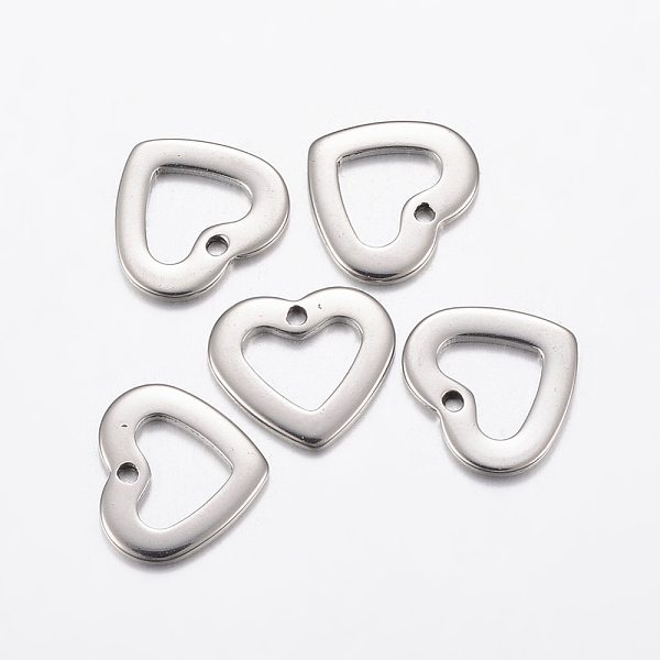

PandaHall 304 Stainless Steel Open Heart Charms, Hollow, Stainless Steel Color, 10x11x1mm, Hole: 1mm 304 Stainless Steel Heart