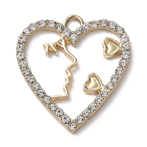 

PandaHall UV Plating Light Gold Alloy Rhinestone Pendants, Heart with Human Face Charm, Crystal, 24x21.5x2mm, Hole: 2.7mm Alloy+Rhinestone..., Clear