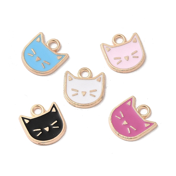 

PandaHall Rack Plating Alloy Enamel Charms, Cadmium Free & Lead Free, Light Gold, Cat Shape Charm, Mixed Color, 14.5x13x1mm, Hole: 2.5mm..., Multicolor