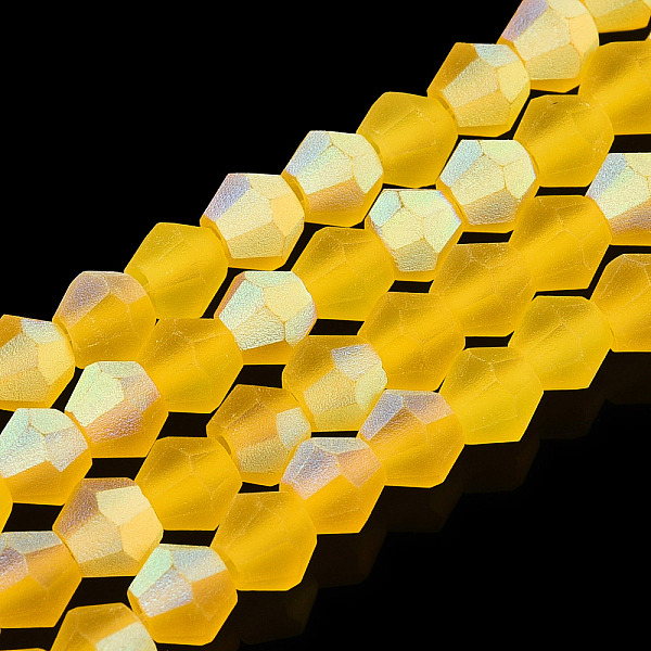 

PandaHall Imitate Austrian Crystal Bicone Frosted Glass Beads Strands, Grade AA, Faceted, Gold, 2x2.5mm, Hole: 0.7mm, about...