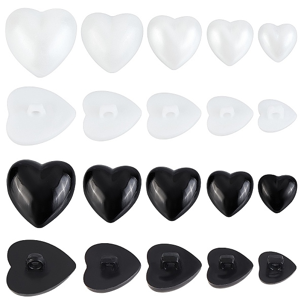 

PandaHall CHGCRAFT 100Pcs 10 Style 1-Hole Acrylic Shank Buttons, Heart, Mixed Color, 12~25.5x12~26x8~12.5mm, Hole: 2~3mm, 10pcs/style..., Multicolor