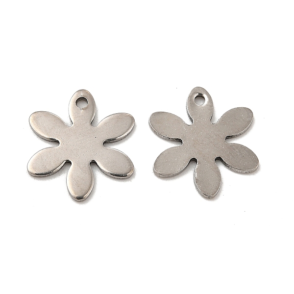 

PandaHall 201 Stainless Steel Charms, Flower Charm, Stainless Steel Color, 13x11.5x0.5mm, Hole: 1.2mm 201 Stainless Steel Flower
