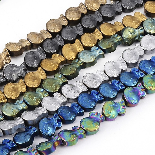 

PandaHall Vacuum Plating Non-magnetic Synthetic Hematite Beads Strands, Frosted, Purse, Mixed Color, 9x7x4.5mm, Hole: 1mm, about...