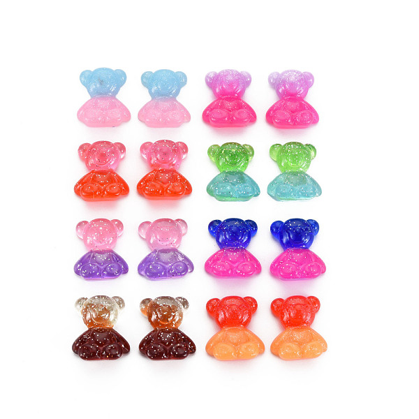 

PandaHall Transparent Two-Tone Resin Cabochons, with Glitter Powder, Bear, Mixed Color, 21x18x8.5mm Resin Bear Multicolor