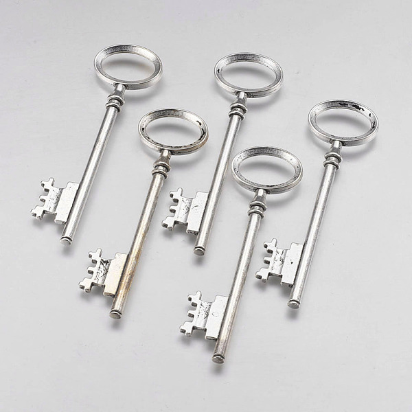

PandaHall Tibetan Style Alloy Skeleton Key Large Pendants, Lead Free & Cadmium Free, Antique Silver, 80x23x3mm, Hole: 12x18mm Alloy Key