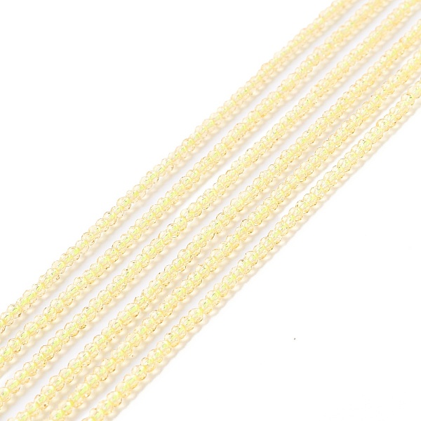 

PandaHall Transparent Glass Beads Strands, Faceted, Round, Light Khaki, 2mm, Hole: 0.6mm, about 182~201pcs/strand, 14.57~15.24 inch...