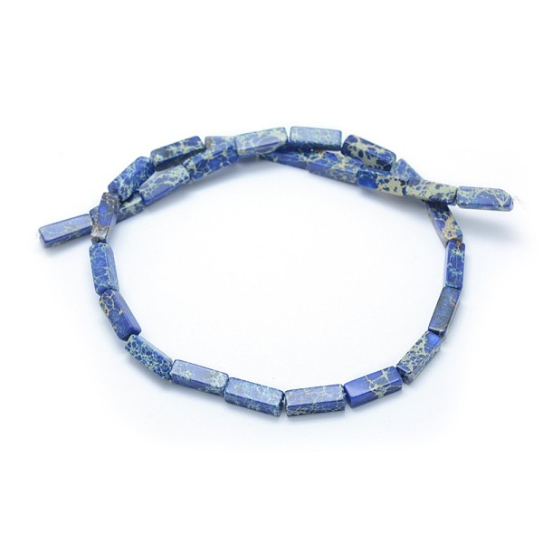 

PandaHall Natural Imperial Jasper Beads Strands, Dyed, Rectangle, Royal Blue, 13.5~14x4~4.5x4~4.5mm, Hole: 1mm, about 28pcs/strand, 15.15...