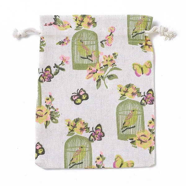 

PandaHall Burlap Packing Pouches, Drawstring Bags, Rectangle with Birdcage Pattern, Colorful, 17.7~18x13.1~13.3cm Burlap