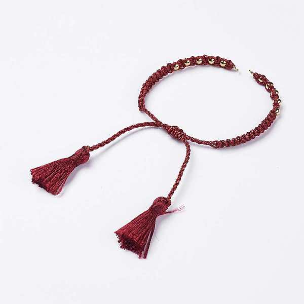 

PandaHall Polyester DIY Braided Bracelet Making, with Brass Findings and Tassel, Dark Red, 9-7/8 inch(250mm), 5mm, Hole: 2mm, Tassels...