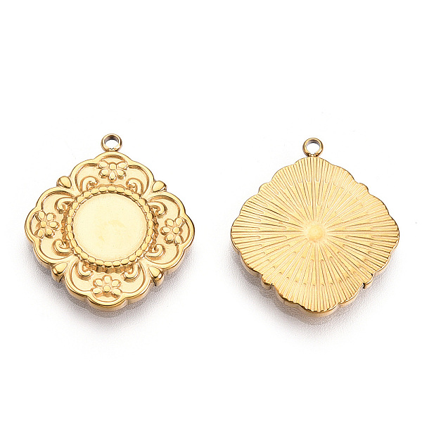 

PandaHall 304 Stainless Steel Pendant Cabochon Settings, Flower, Nickel Free, Real 14K Gold Plated, Tray: 8mm, 21.5x19x2mm, Hole: 1.5mm 304...
