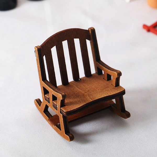 

PandaHall Wooden Rocking Chair Ornaments, Micro Landscape Home Dollhouse Accessories, Pretending Prop Decorations, Sienna, 58x48x65mm Wood..., Brown