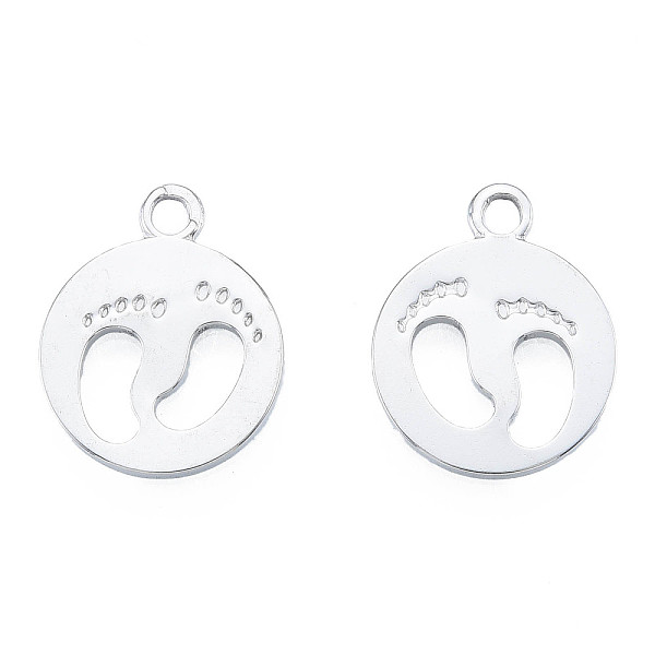 

PandaHall 201 Stainless Steel Pendants, Flat Round with Footprints, Stainless Steel Color, 18.5x15x1.5mm, Hole: 1.8mm 201 Stainless Steel...