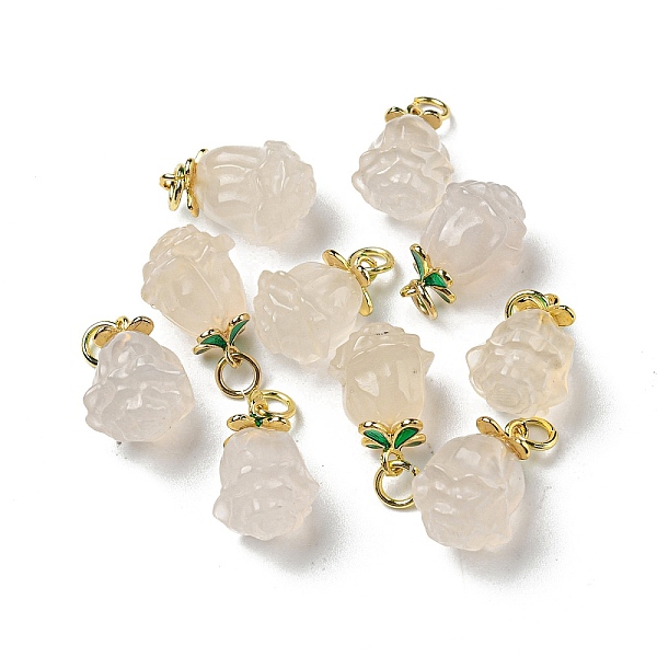 

PandaHall Natural White Agate Rose Pendants, Flower Charms with Brass Jump Rings, Real 18K Gold Plated, 17x11x10.5mm, Hole: 3mm Natural...