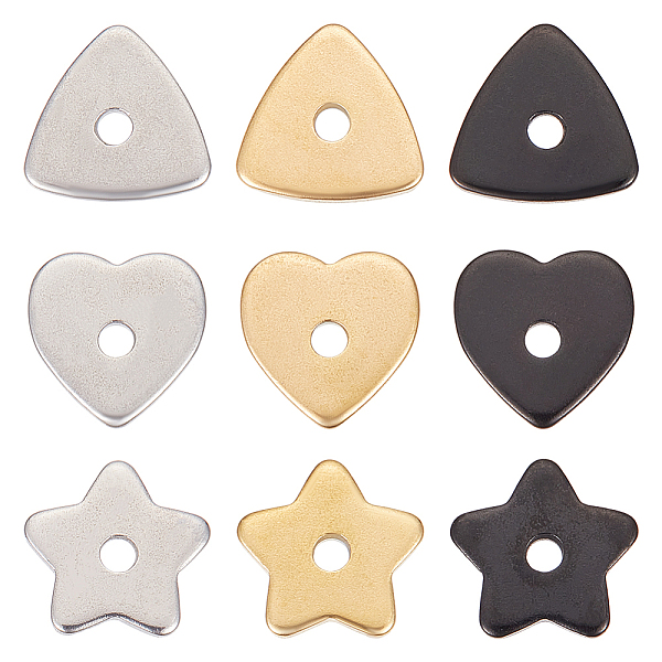 

PandaHall SUNNYCLUE 72Pcs 9 Style 304 Stainless Steel Beads, Triangle/Star/Heart, Mixed Color, 8x8x1mm, Hole: 1.5mm, 8pcs/style 304...