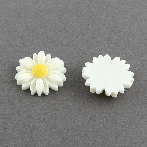 

PandaHall Flatback Hair & Costume Accessories Ornaments Scrapbook Embellishments Resin Flower Daisy Cabochons, White, 22x6mm Resin Flower...