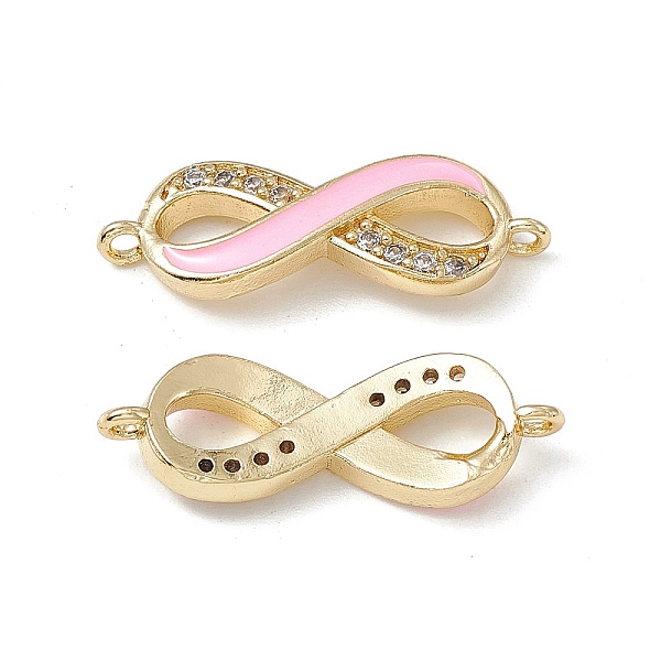 

PandaHall Brass Micro Pave Clear Cubic Zirconia Connector Charms, with Enamel, Real 18K Gold Plated, Infinity Links, Pink, 25x8.5x2.5mm...