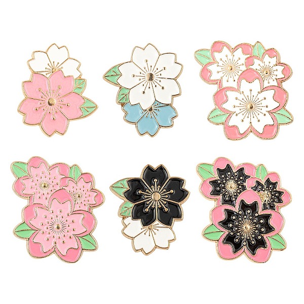 

PandaHall 6Pcs 6 Style Creative Zinc Alloy Brooches, Enamel Pin, with Iron Butterfly Clutches or Rubber Clutches, Flower, Golden, Mixed..., Multicolor