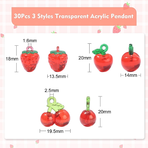 30шт 3 стиля прозрачные акриловые подвески