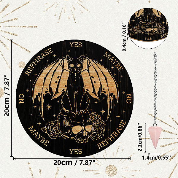 

PandaHall AHANDMAKER Pendulum Board Set, Wooden Dowsing Divination Board Metaphysical Message Board with Crystal Pendulum Necklace for...