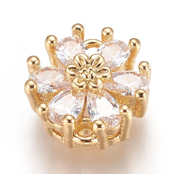 

PandaHall Brass Micro Pave Cubic Zirconia Links, Lead Free & Cadmium Free, Flower, Clear, Golden, 12x5.5mm, Hole: 1.2mm Brass+Cubic Zirconia...