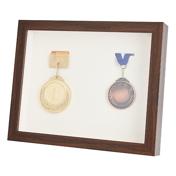

PandaHall Natural Wood Medal Display Frame, with Glass and Paper Card, with Nail, Rectangle, Coconut Brown, 278x229x44mm, Inner Diameter...