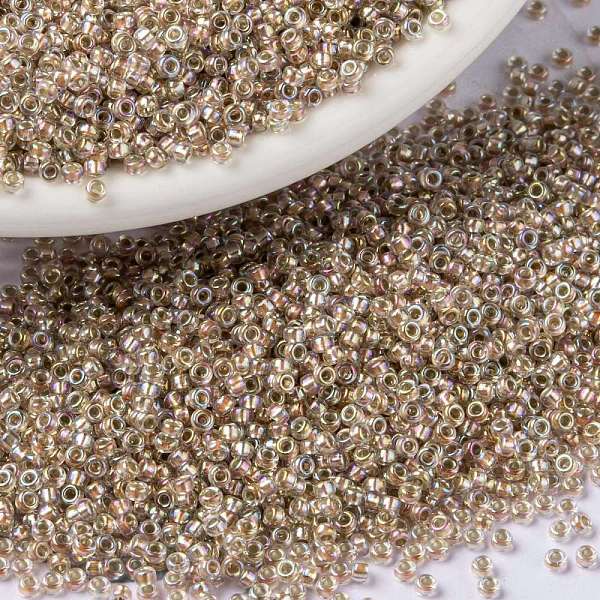 

PandaHall MIYUKI Round Rocailles Beads, Japanese Seed Beads, (RR3191) Silverlined Light Blush AB, 15/0, 1.5mm, Hole: 0.7mm, about..., Pink