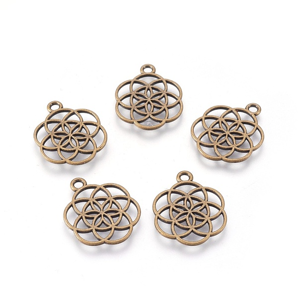 

PandaHall Tibetan Style Flower Alloy Pendants, Seed of Life/Sacred Geometry, Cadmium Free & Nickel Free & Lead Free, Antique Bronze...