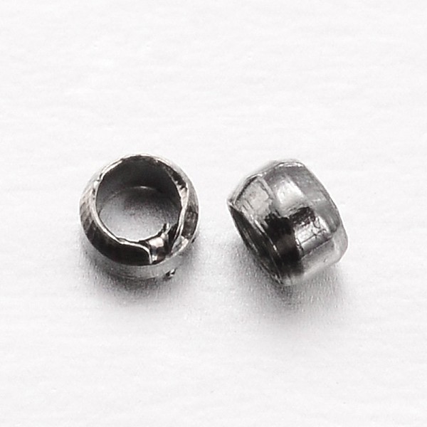 

PandaHall Rondelle Brass Crimp Beads, Gunmetal, 2x1mm, Hole: 1mm, about 10000pcs/100g Brass Rondelle