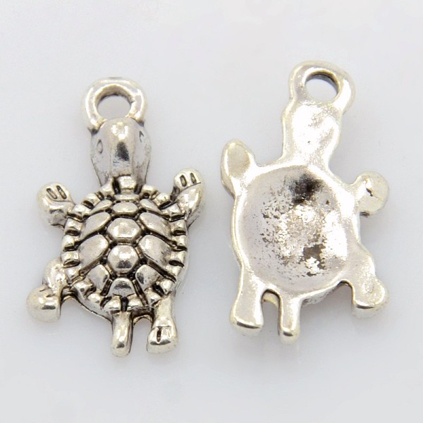 PandaHall Tibetan Style Alloy Pendants, Cadmium Free & Lead Free, Tortoise, Antique Silver Color, 23x12x4mm, Hole: 2mm Alloy Tortoise