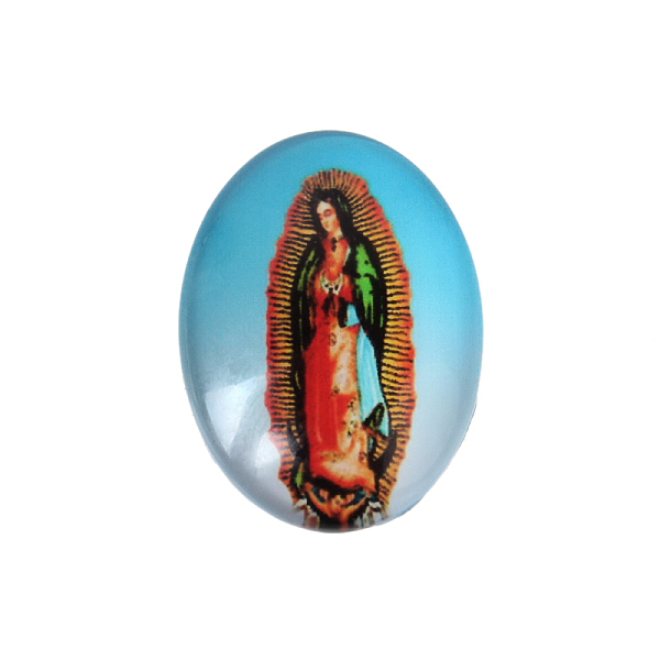 

PandaHall Printed Glass Oval Cabochons, the Virgin Theme, Colorful, 30x20x6mm Glass Oval