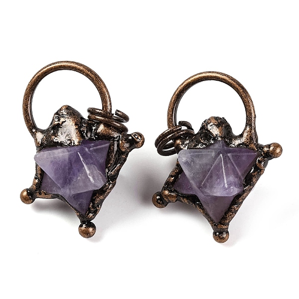 Natürliche Amethyst Merkaba Stern Anhänger