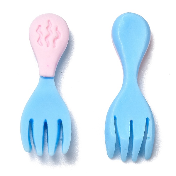 

PandaHall Resin Cabochons, Two Tone, Fork, Light Blue, 32.6x11x5mm Resin Others